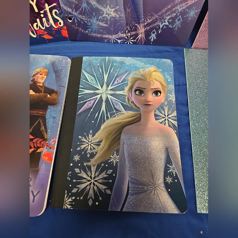 7pc Frozen Mixed Girls Stationary Lot 5 Folders 2 Notebooks
